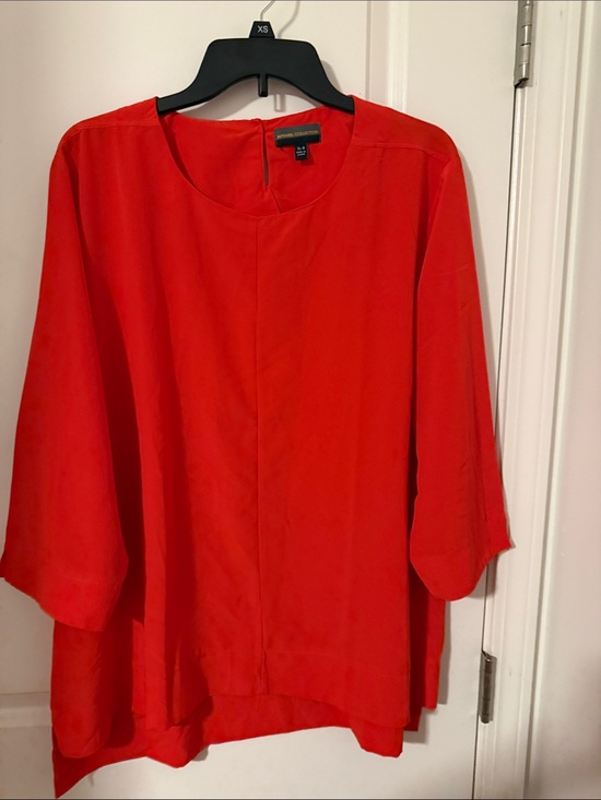 None Tops - Eileen Fisher Bright Red Relaxed Long-Sleeve women’s Top